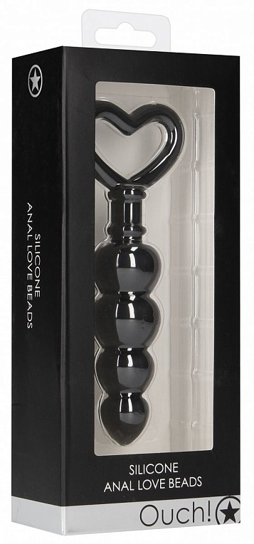 Черная анальная елочка Anal Love Beads - 15,3 см. - силикон