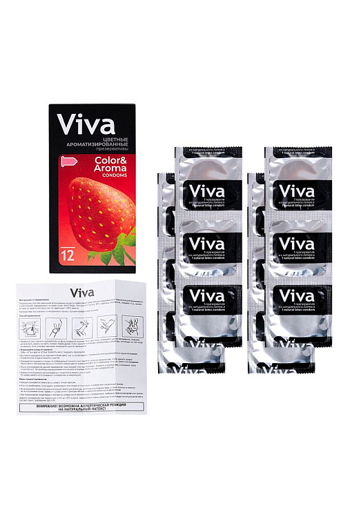 Цветные презервативы VIVA Color Aroma с ароматом клубники - 12 шт. - фото 7