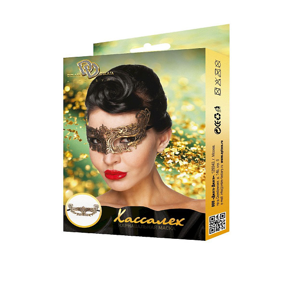Золотистая карнавальная маска  Хассалех - 100% полиэстер