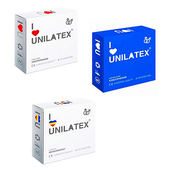 Классические, фруктовые и ультратонкие презервативы Unilatex® (ассорти) - 1 блок