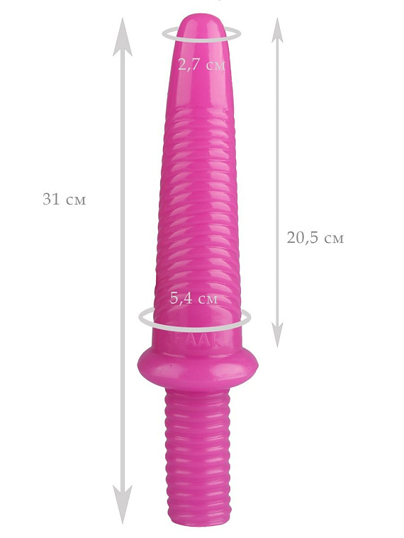 Розовый анальный реалистичный стимулятор - 31 см. - эластомер (полиэтилен гель)