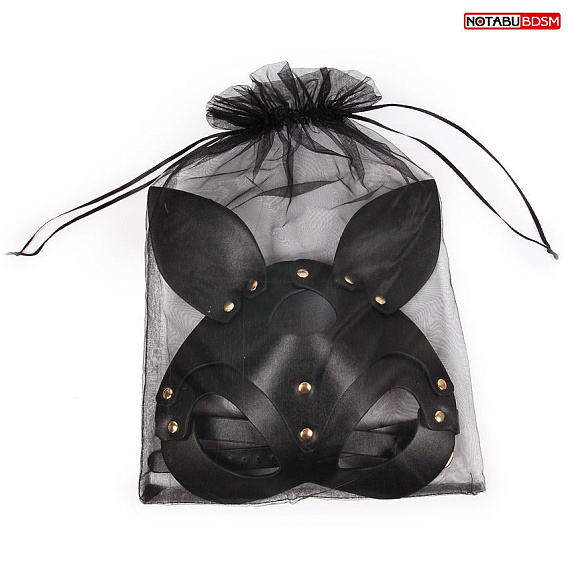 Черная маска с ушками и заклепками от Intimcat