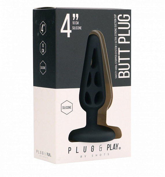 Чёрная анальная пробка Butt Plug Hollow 1 4 Inch - 10 см. - силикон