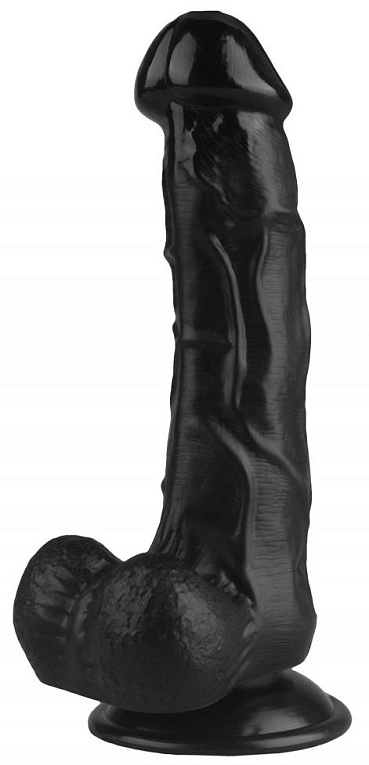 Черный реалистичный фаллоимитатор на присоске - 24 см. от Intimcat