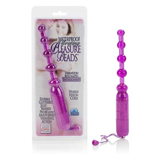 Фиолетовая анальная цепочка Waterproof Vibrating Pleasure Beads от Intimcat
