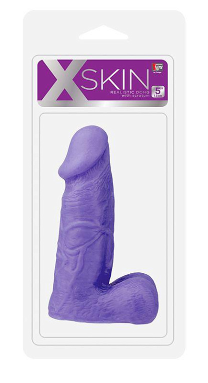 Фиолетовый реалистичный массажёр XSKIN 5 PVC DONG - 13 см. - поливинилхлорид (ПВХ, PVC)