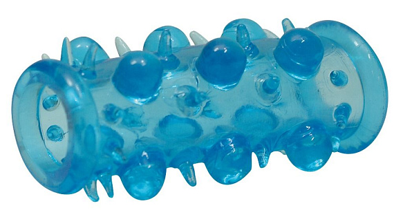 Голубая насадка на пенис - 8 см. - термопластичный эластомер (TPE)