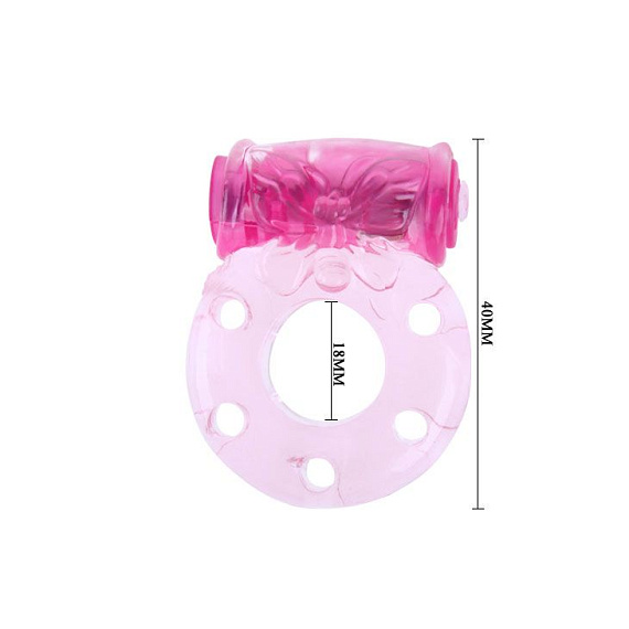 Розовое эрекционное кольцо с бабочкой на вибропуле от Intimcat