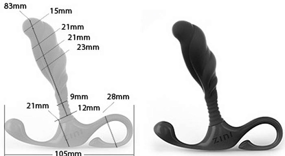 Средний черный массажер простаты ZINI JANUS LAMP 