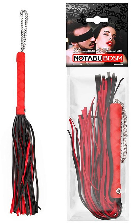Красно-черная многохвостая плеть-флоггер - 40 см. - поливинилхлорид (ПВХ, PVC)
