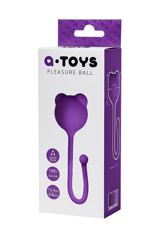 Фиолетовый силиконовый вагинальный шарик A-Toys с ушками A-toys