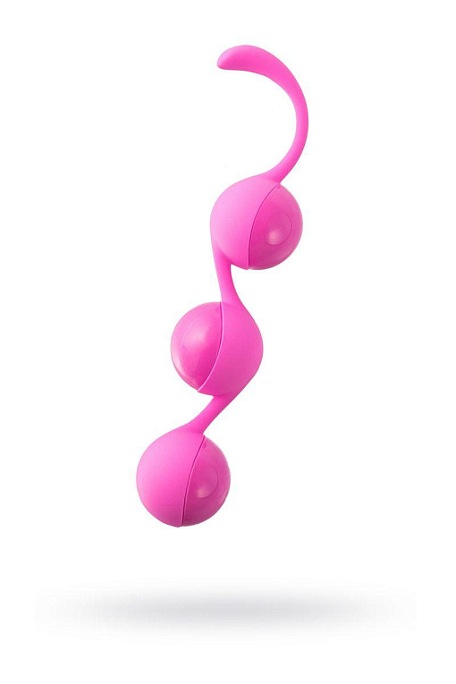 Розовые тройные вагинальные шарики из силикона DELISH BALLS - анодированный пластик, силикон