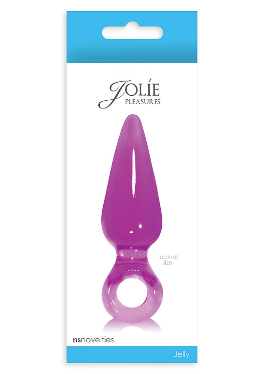 Фиолетовая малая анальная пробка JOLIE с кольцом - 10 см. - термопластичный эластомер (TPE)