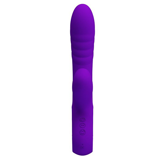 Фиолетовый вибратор Jersey с вакуумной стимуляцией - 21,8 см. - силикон