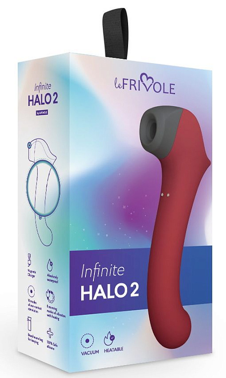 Бордовый вакуумный вибростимулятор с нагреваемой ручкой Halo 2 - 22,5 см. от Intimcat