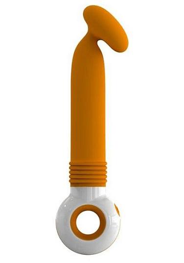 Оранжевый вибромассажер с головкой-яйцом для стимуляции точки G