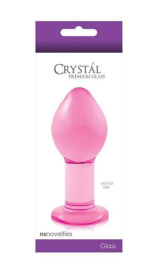 Большая розовая стеклянная анальная пробка CRYSTAL PLUG - 10 см.