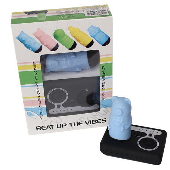 Голубой вибростимулятор Beat Up Vibes в форме поросёнка - поливинилхлорид (ПВХ, PVC)
