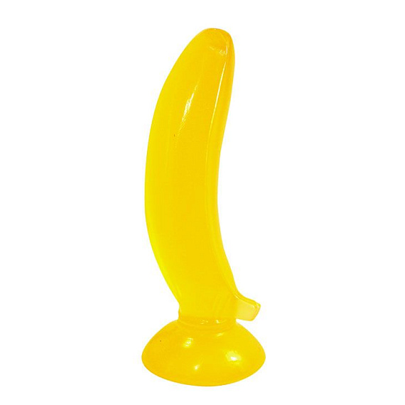 Фаллоимитатор на присоске Banana желтого цвета - 17,5 см. - поливинилхлорид (ПВХ, PVC)