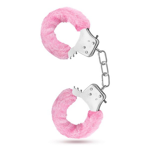Розовые игровые наручники Cuffs - металл, мех