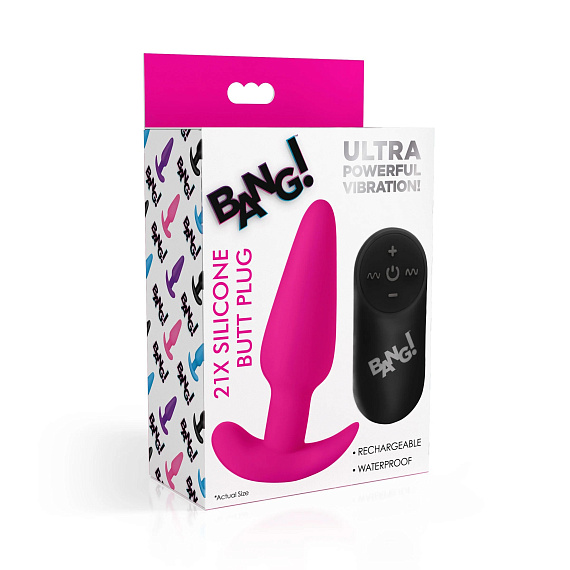 Розовая анальная вибропробка с пультом ДУ 21X Remote Control Vibrating Silicone Butt Plug - 10,4 см. - фото 5