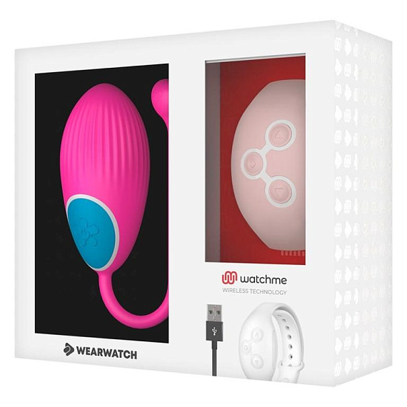 Розовое виброяйцо с нежно-розовым пультом-часами Wearwatch Egg Wireless Watchme - силикон
