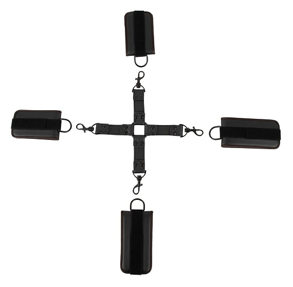 Черный набор крестовой фиксации Bondage Set Orion