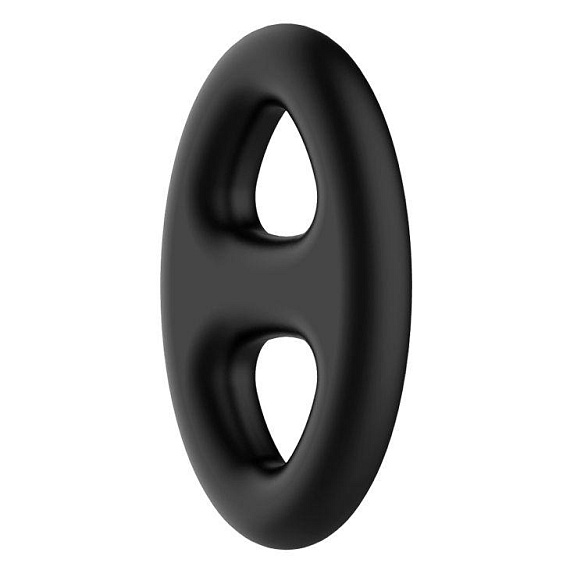 Чёрное эрекционное кольцо с петлёй для мошонки - силикон
