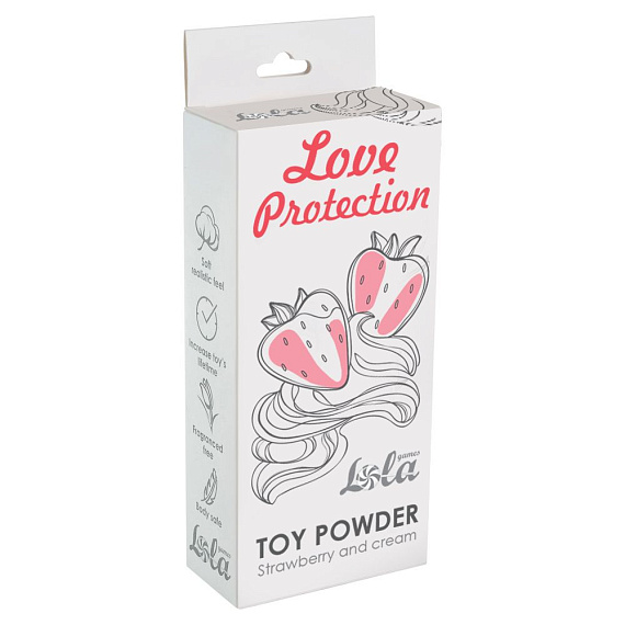 Пудра для игрушек Love Protection с ароматом клубники со сливками - 30 гр. - 