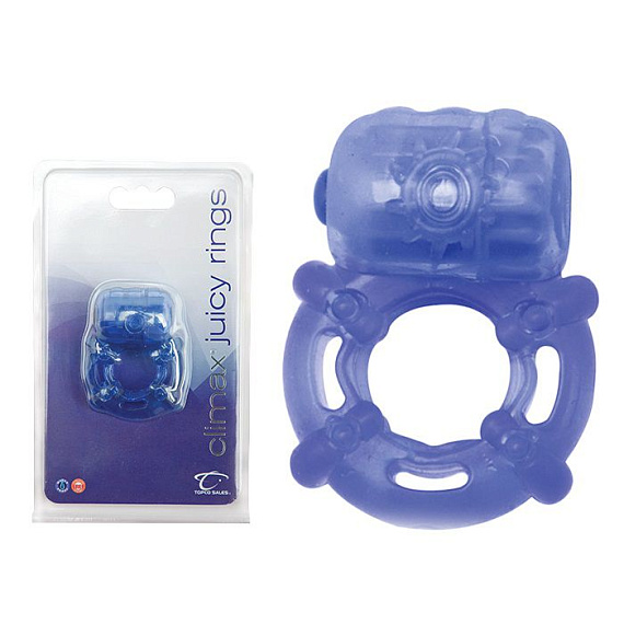 Голубое эрекционное кольцо с вибрацией Climax Juicy Rings - эластомер (полиэтилен гель)
