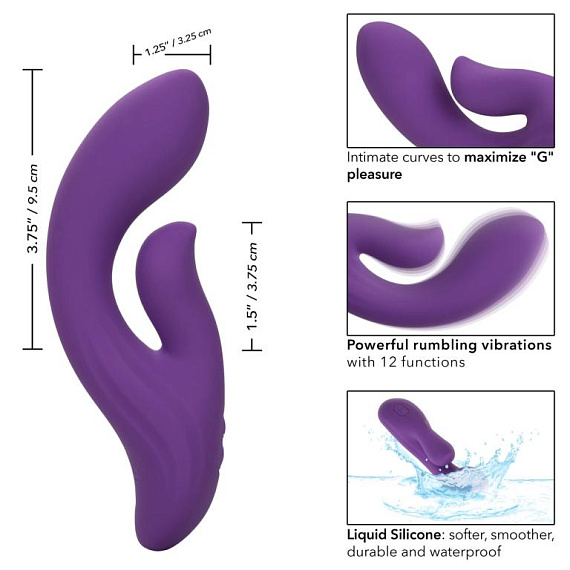 Фиолетовый вибратор-кролик Stella Liquid Silicone Dual Pleaser - 17,25 см. от Intimcat