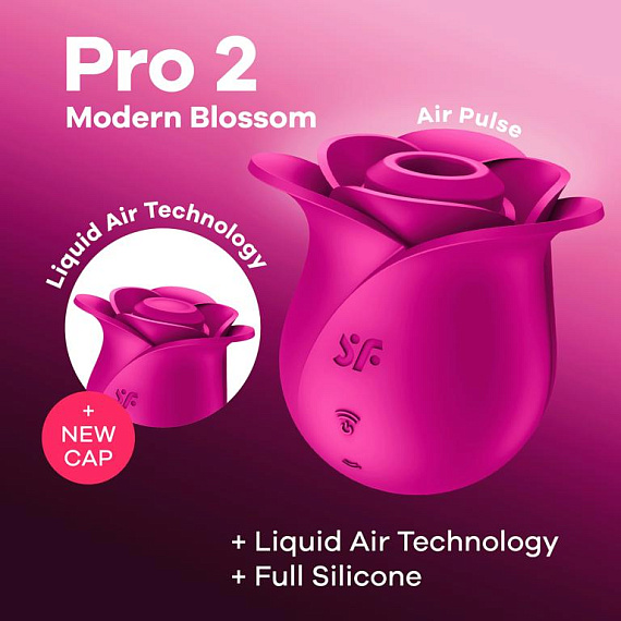 Ярко-розовый вакуум-волновой стимулятор Pro 2 Modern Blossom от Intimcat