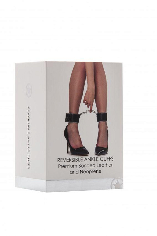 Чёрно-белые двусторонние оковы на ноги Reversible Ankle Cuffs Shots Media BV
