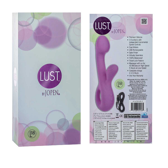 Фиолетовый вибратор Lust by JOPEN L18 - силикон