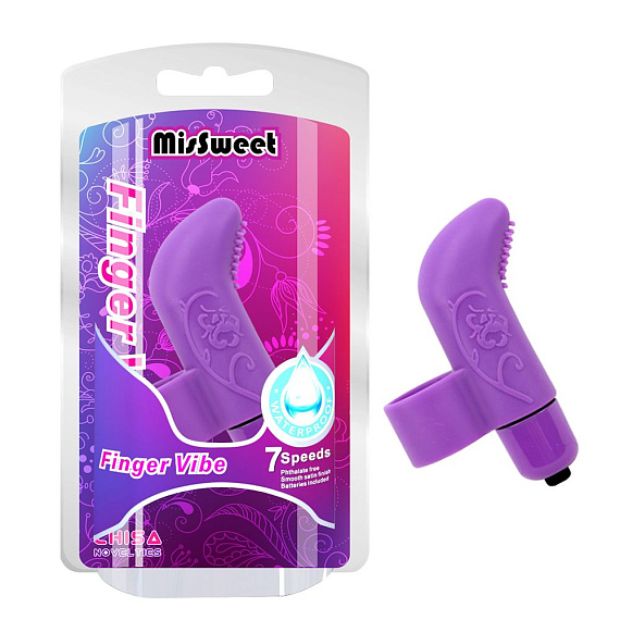 Фиолетовая вибронасадка на палец MisSweet - 7,4 см. - силикон
