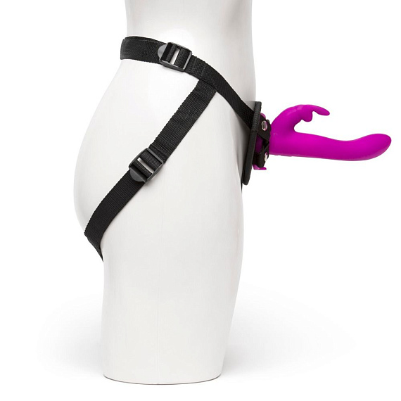 Лиловый страпон Rechargeable Vibrating Strap-On Harness Set - 17,6 см. - силикон