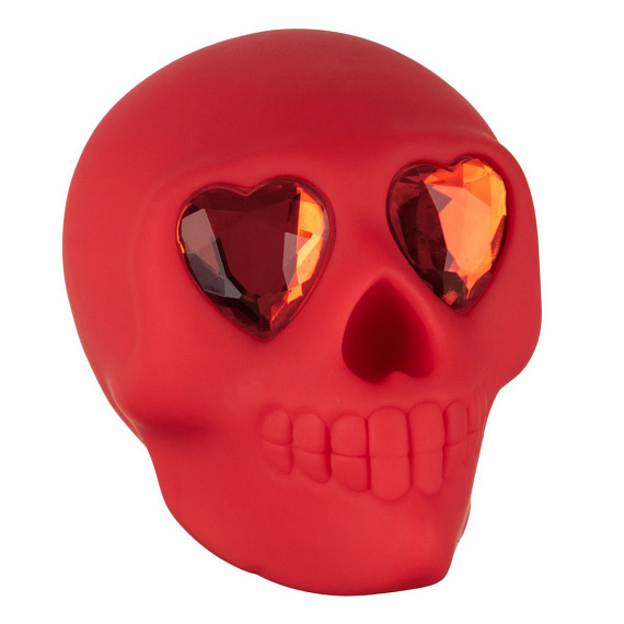 Красный вибромассажер в форме черепа Bone Head Handheld Massager - фото 6