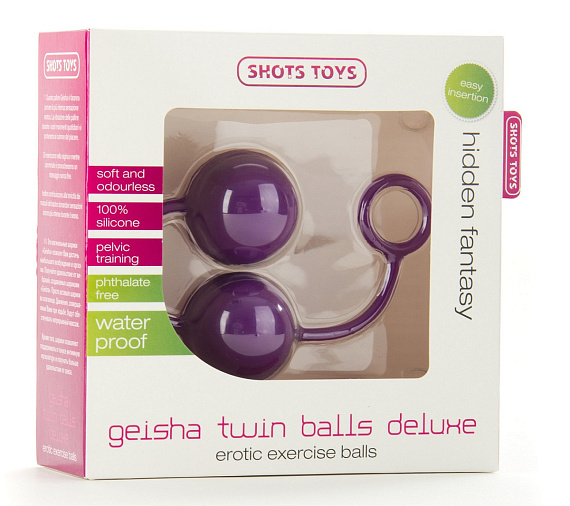 Фиолетовые вагинальные шарики Geisha Twin Balls Deluxe - силикон
