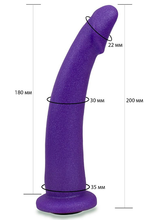Фиолетовая гладкая изогнутая насадка-плаг - 20 см. - поливинилхлорид (ПВХ, PVC)