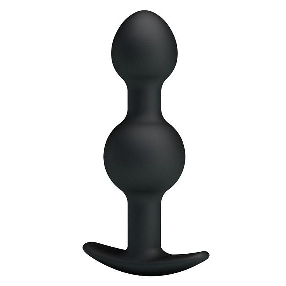Чёрные силиконовые анальные шарики - 10,4 см. - силикон