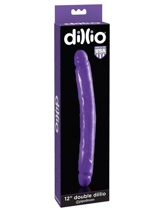 Двухголовый фиолетовый фаллоимитатор Double Dillio - 30,5 см. Pipedream