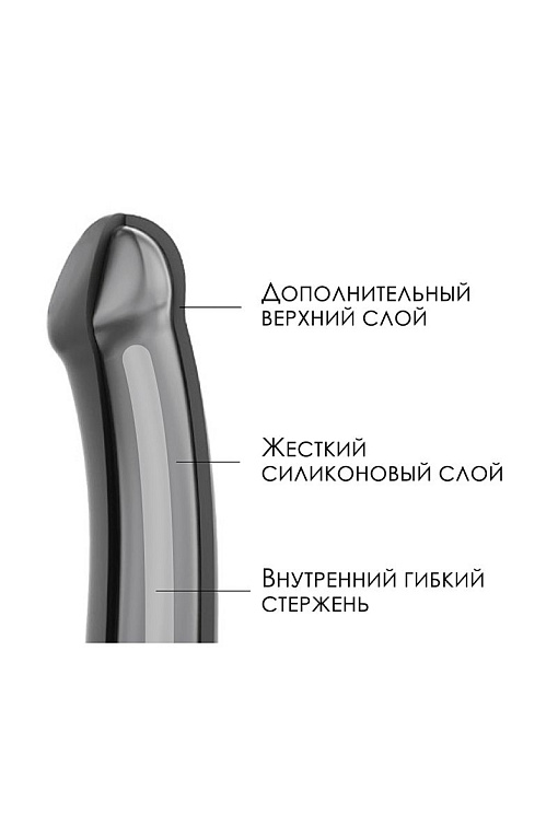 Черный фаллос на присоске Silicone Bendable Dildo M - 18 см. - фото 8