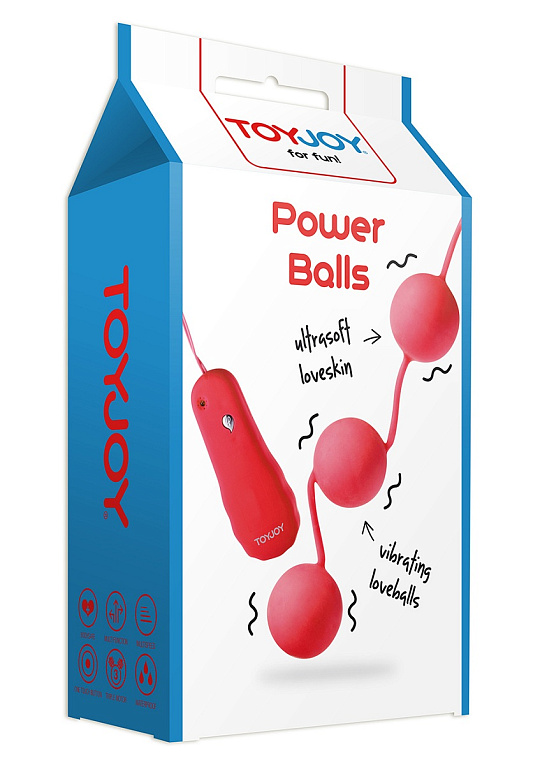 Красные вагинальные шарики с вибрацией POWER BALLS - анодированный пластик, силикон
