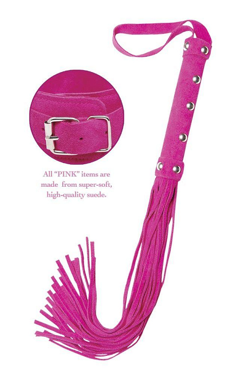 Многохвостая розовая плеть Deluxe Whip - 30 см. - замша
