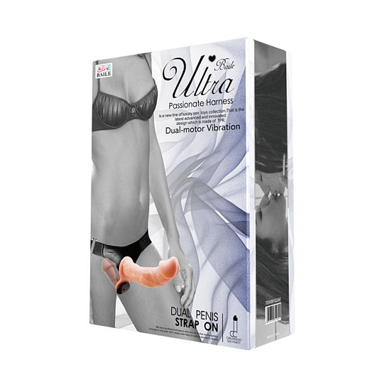 Женский телесный страпон с вагинальной вибропробкой Ultra - 17,5 см. - фото 5