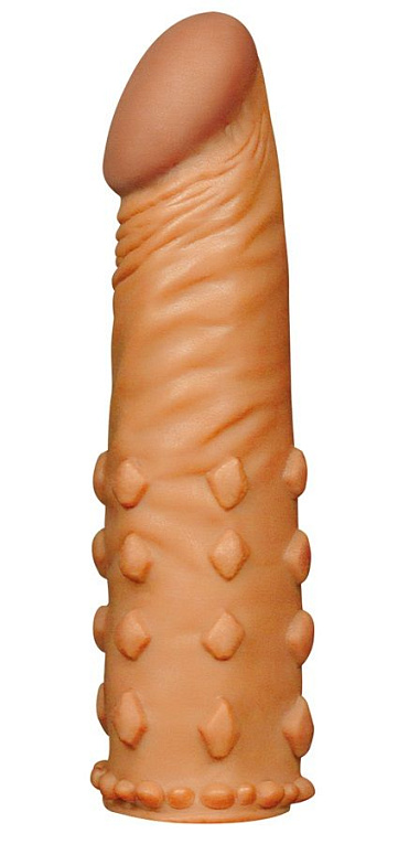 Коричневая насадка-удлинитель Add 2  Pleasure X Tender Penis Sleeve - 18 см.