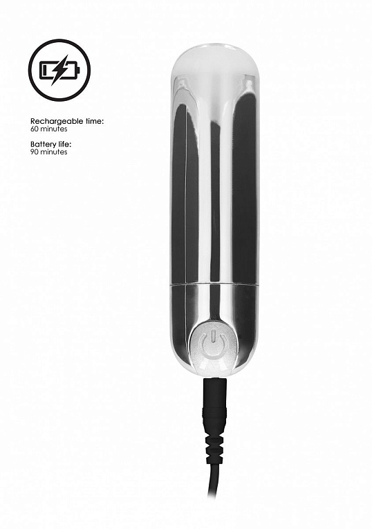 Серебристая перезаряжаемая вибропуля 7 Speed Rechargeable Bullet - 7,7 см. - анодированный пластик (ABS)