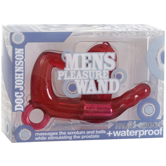 Красный мужской водонепроницаемый стимулятор MEN S PLEASURE WAND - поливинилхлорид (ПВХ, PVC)