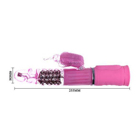 Розовый вибратор-бабочка с ротацией - 25,5 см. - фото 5