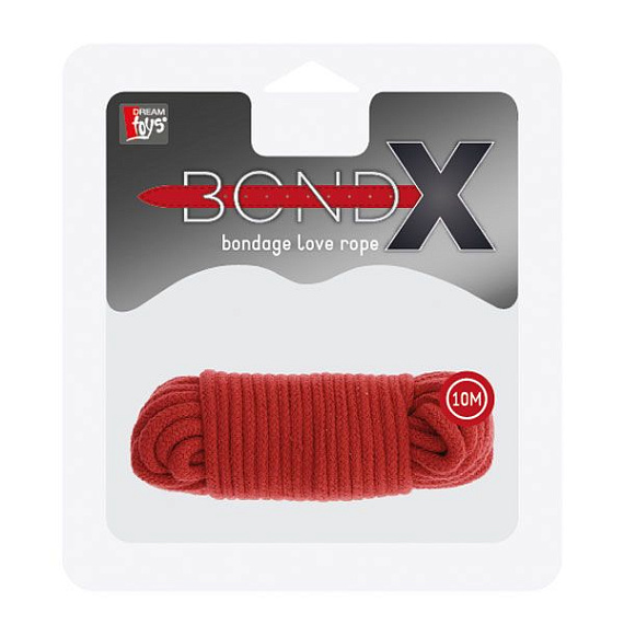Красная веревка для связывания BONDX LOVE ROPE - 10 м. - хлопок
